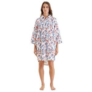 Papinelle Harper Cozy Nightshirt Organic Cotton Floral Pleated Size Large